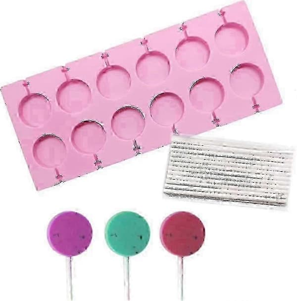 Runde slikkepindsforme, chokolade slikforme, silikone hårde slikforme, 25 stk slikkepindepinde, DIY slikkepindsforme