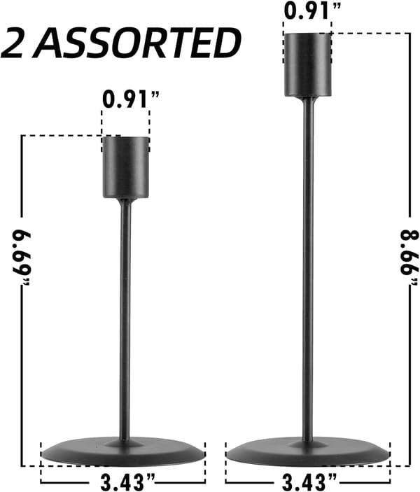 Svarte Lysestaker, Sett med 2 Dekorative Lysestaker fo
