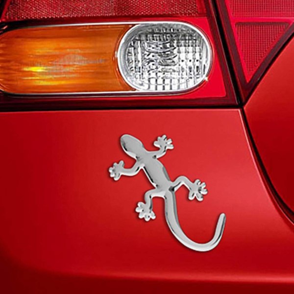 3D Metal Gecko-logo Bilemblem-emblem-klistremerke Solid bil-emblem-klistremerke for bil dekorativt tilbehør Styling Universal 2stk (sølv)