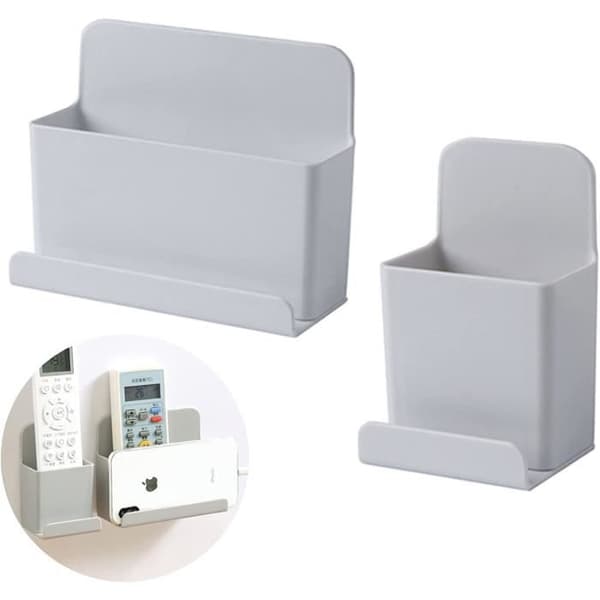 2 Pieces Self-Adhesive Remote Control Storage Box, Wall Organizer Box, Damage-Free Wall Holder for Phone, [93]