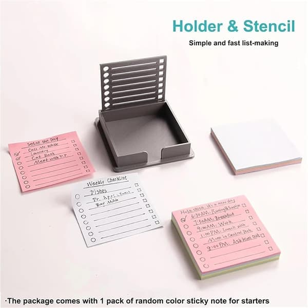 Post-it Stencil 2 stk Post-it-holdere (Post-it-kompatibel, dispenser med stencil & memoholder) (Grå)