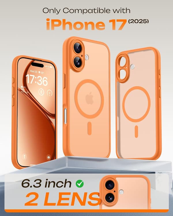 Magnetisk skal til iPhone 17 6,3-tommer, kompatibelt med MagSafe (Orange) iPhone 17 iPhone 17