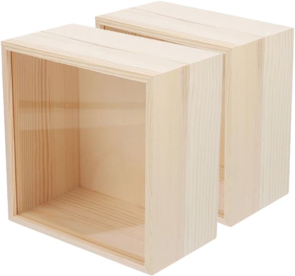 2 st tomma trälådor med skjutbart akryllock Elegant beige träfodral Resistent