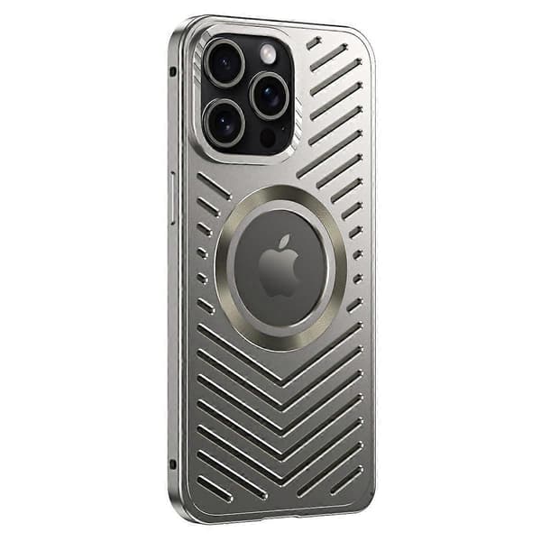 Deksler for iPhone 15 Pro Max med varmeavledning, hul mobilskall i aluminiumslegering