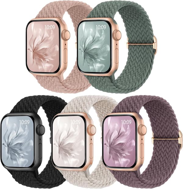 5-pak vævede remme egnet til Apple Watch rem dame 42mm, 44mm, 46mm, 49mm A
