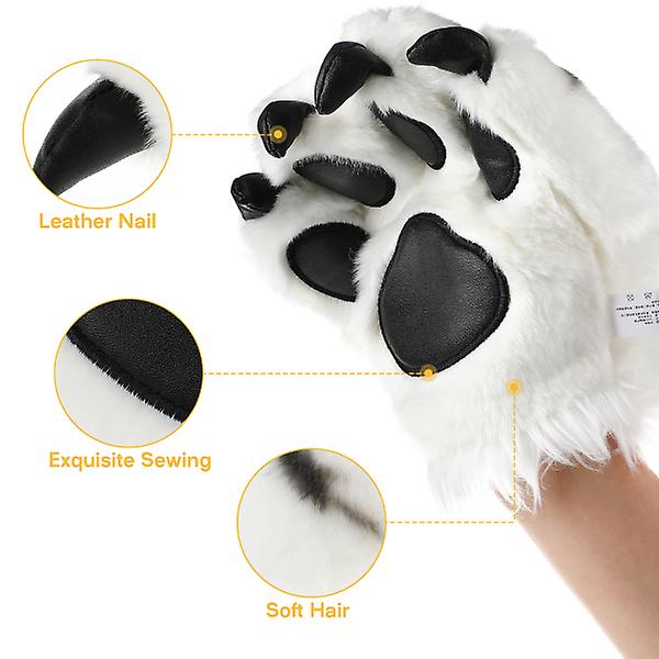 1 Par Tiger Claw Handsker Plush Handsker Vinter Varme Vanter Tiger Cosplay Party Gave Props Hvid 25x25x White 25x25x8cm