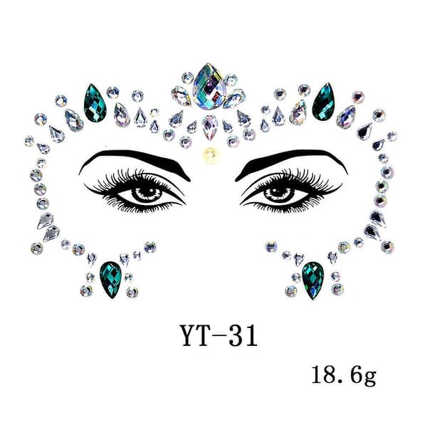 3 stk. Halloween Selvlysende Ansigtssten Tattoo Sticker, cosplayf
