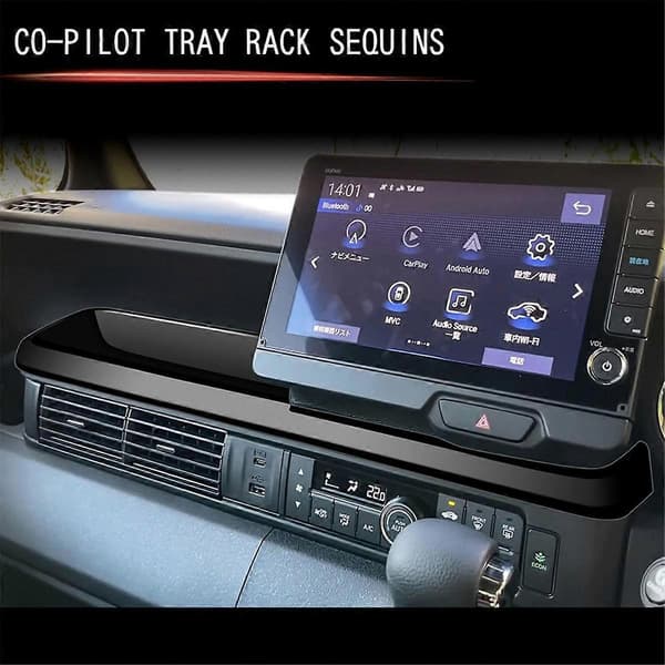 Decorative Panel for Car Dashboard, Passenger Side Tray Included, Console Trim, for N-BOX Right-Hand Drive, Gloss Black