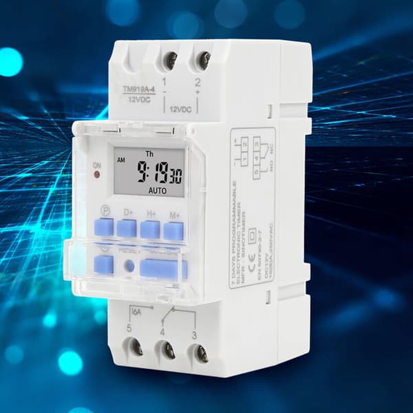 12V DC 16A Ukesur, LCD-skjerm med nedtellingsfunksjon, Utagbart batteri