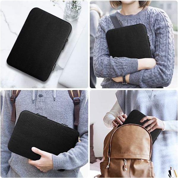 9-11 tuuman tablettikotelo sopii 11 tuuman iPad Pro M4/iPad Air M2 2024, iPad Air 5/4/3 10,9\"/10,5\", iPad Pro Black