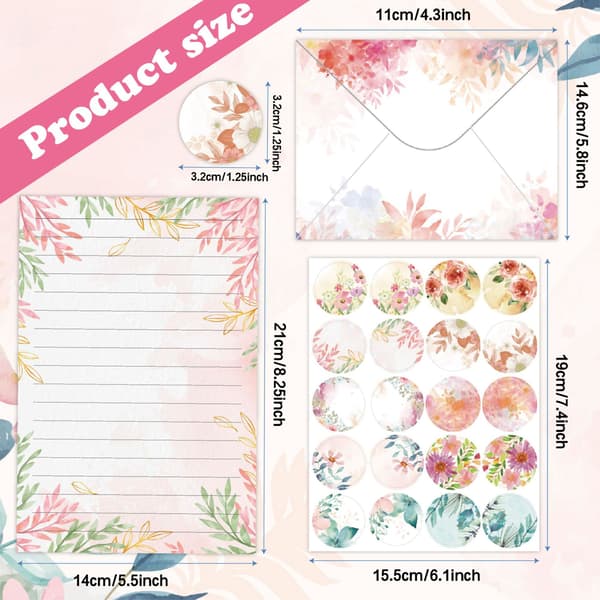 Floral Stationery and Envelope Set - 160 Pieces 368 368