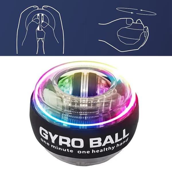 Selvstartende Håndledsbold Bærbar Håndledsstyrke Gyroskopisk Bold Håndledsforstærker Sort med Lys