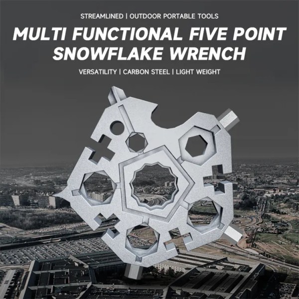 23 i 1 Snowflake Multiverktøy, flott farsdagsgave Multi Tool Rustfritt stål Snowflake Flaskeåpner/Flat