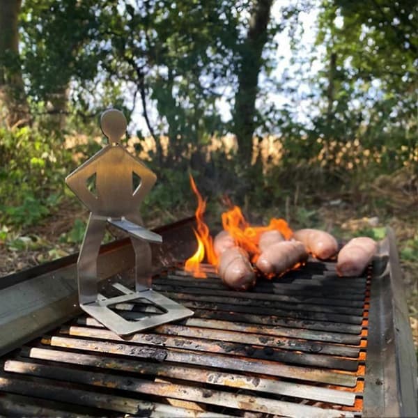 Pølseholder i rustfrit stål til grillning, bærbar grillholder til camping 2 stk. 2pcs