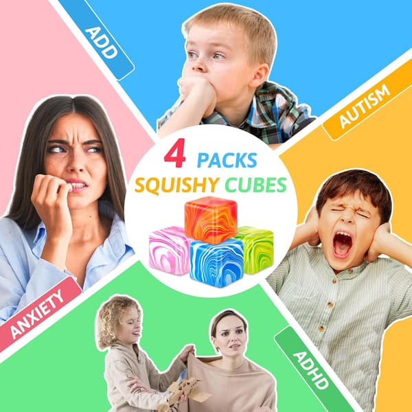 wxsp Fidgetleksaker Squishy Stresskub, Solid Iskub Squishy Stresslindrande Leksaker Autism Fidgetbollar Sensorisk Ångestlindrande Artikel för Barn