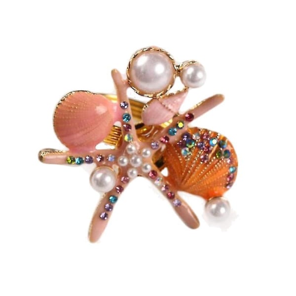 4pcs Starfish Napkin Rings,pearl Rhinestone Ocean Coastal ,pink