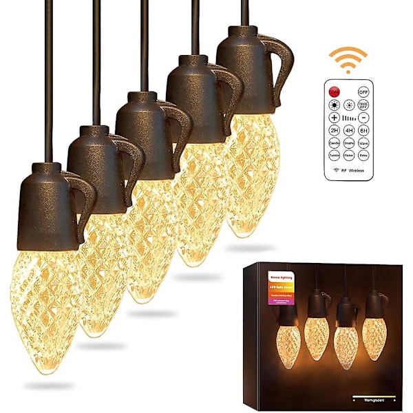 Utomhus String Lights 49ft, Slagtåliga Led Utomhuslampor Vattentäta Patio String Light Med 20st C35 Glödlampor Kommersiella Hängande Ljus För Café Bistro