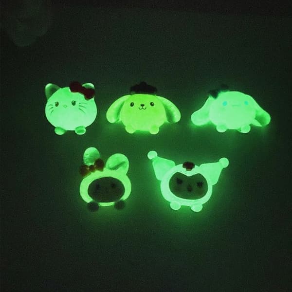 5 stk Lysende Sanrio Ornamenter HelloKitty Kuromi Dukkehus - Perfekt