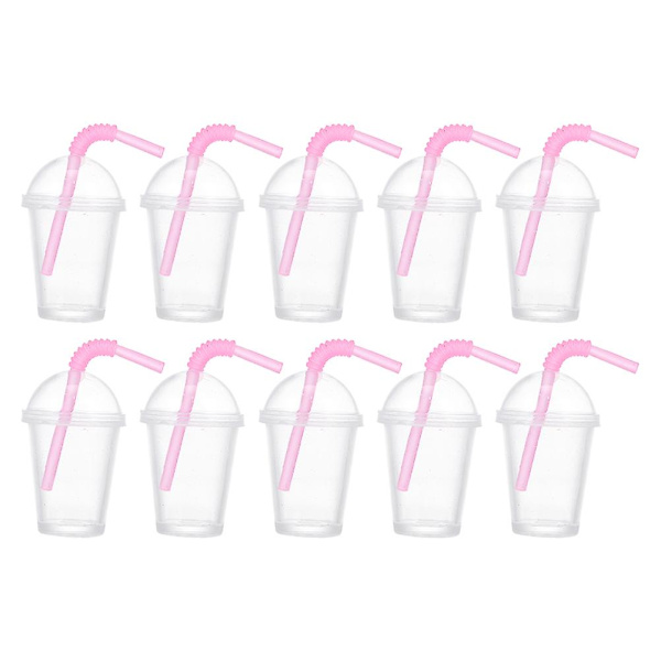 10 kpl Mini Maitoteekuppimallin Veistos Mini-talolle Ihastuttava Maitoteekuppikoristelu Pinkki 2X0.9CM Pink 2X0.9CM