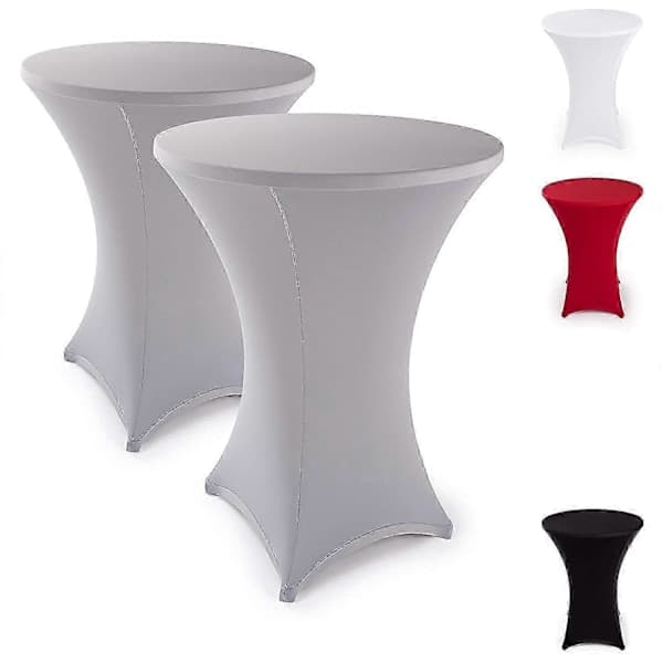 Elegant Anthracite Stretch Tablecloth Bar Cover for Bistro Table Silver Grey 80 2-pack