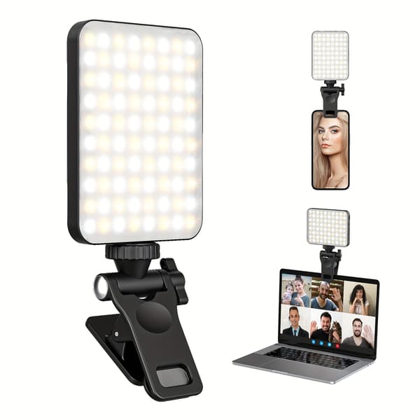 RadiantGlow Clip-On Selfie Light for Phone, Laptop, Tablet - Adjustable Brightness