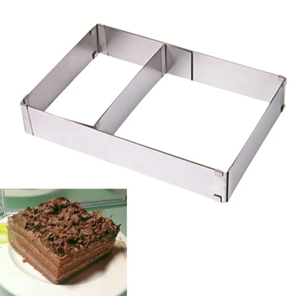 Rektangel kakeformring, 7-14 tommer justerbar rustfritt stål firkantet mousse kakeskjærer bakeform konditorbakeverktøy