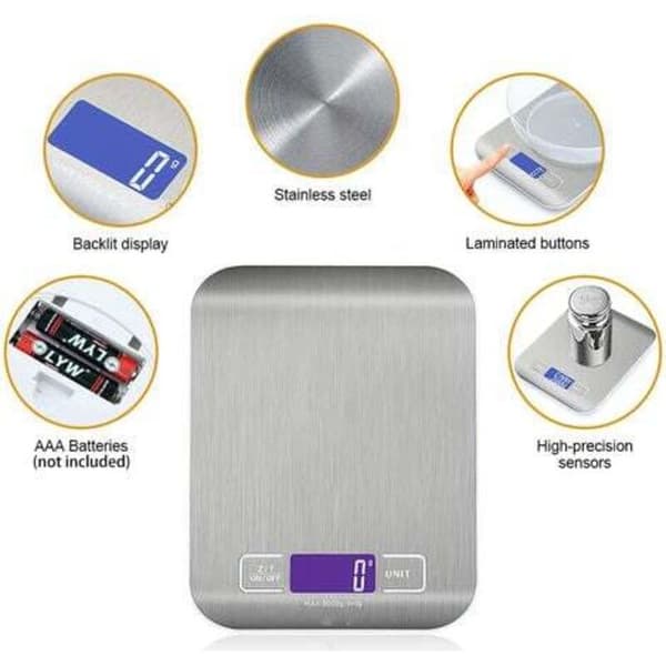 Digital Kitchen Scale - 5000g/1g High Precision with LCD Backlight & Tare Function