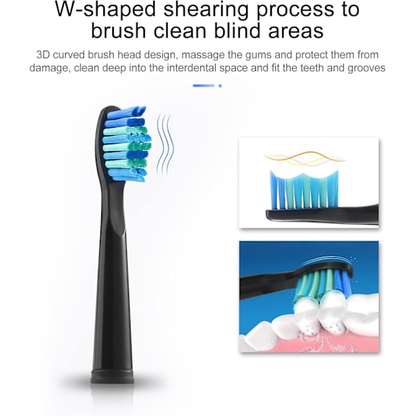 Replacement Brush Heads Compatible with Fairywill 507/508/D7/D8/515/551/917/959, Black, 10-Pack