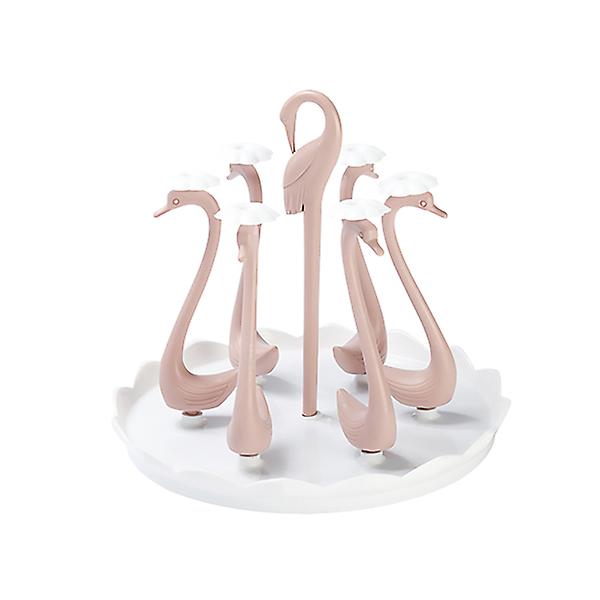 1 kpl Kotitalouden Muovi Vesikupin Säilytysteline Pyöreä Muoto Joutsen Kuvio Kupinpidin Kotiin 6 Tolppaa (violetti)Vaaleanpunainen 25,5 * 25,5 cm Pink 25.5*25.5cm