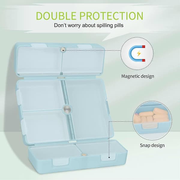 7-Day Pill Box Organizer, Medicine Storage Box, [Foldable Design][Large Capacity] Portable Pill Dispenser for Vitamins