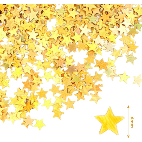 Gullstjernekonfetti, 5-paknings glitterkonfetti til juledekorasjon, borddekorasjon, glitter til bursdag, bryllup,