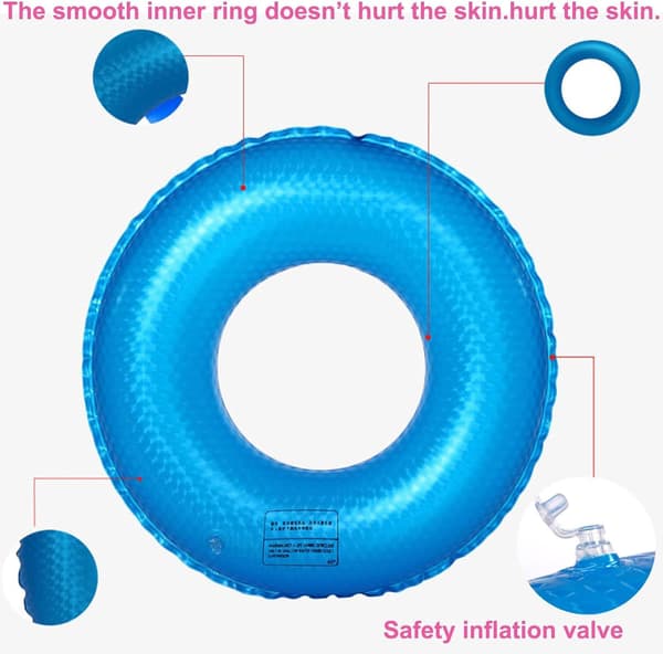 Uppblåsbar simring, fluorescerande simring, uppblåsbar, för vuxna, PVC-simring med luftventil, uppblåsbara ringar för pool, sim
