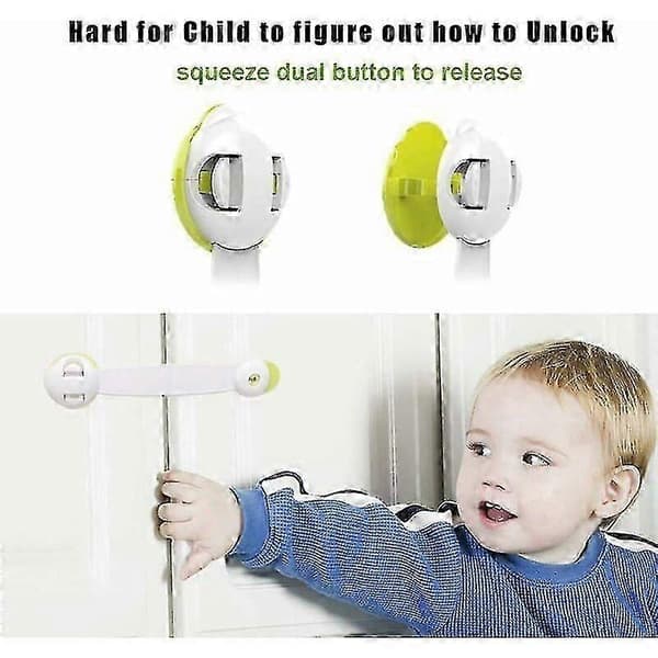 [10-pack] Child Safety Locks - No Tools or Drilling Required - For Kitchen Cabinets, Drawers, Appliances, Cupboards, Refrigerator & Oven, Trash Can