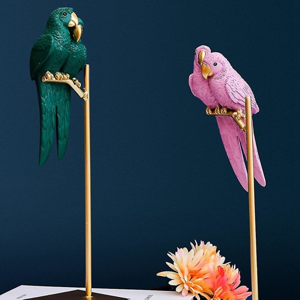 Nordic Creative Resin Simulated Animal Papegoja Fågel Ornament Rosa