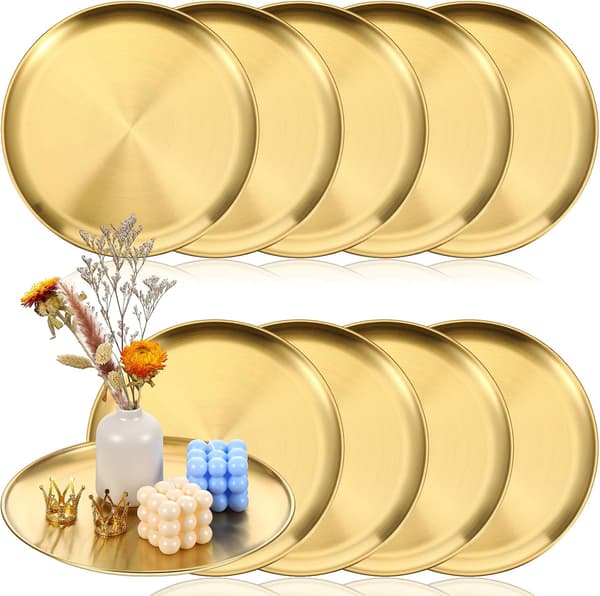10 stk. guldbakker, tommer til bryllupsfestbordplade stk. 10 Pcs, Gold
