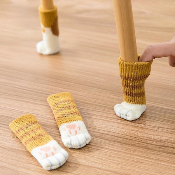 4 stk. Bord- og Stolsfodbeskytter Klør Strikkede Sokker Lydløse Holdbare Anti-slip Måtte Hjemmemåtte
