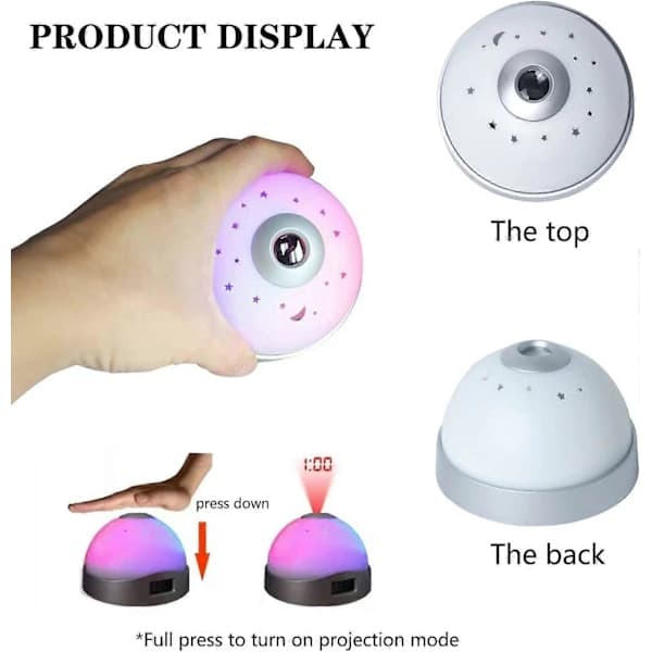 Ceiling Projector Alarm Clock, Projection Alarm Clock with Mood Lighting, Simple and Practical Ceiling Projection Alarm Clock Digital Clock, Star Light