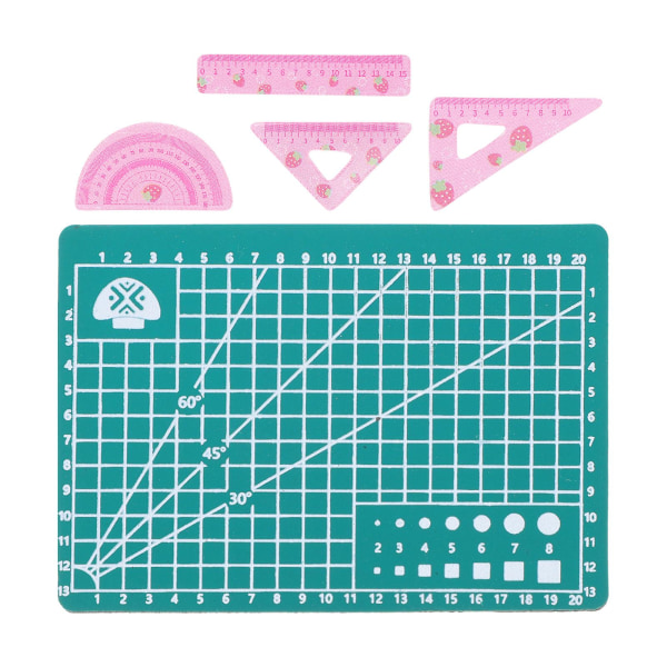 1 Set med Dockskoletillbehör Miniatyrlinjal Dekoration Mini Matta Liten Lärande Rekvisita Rosa 7X5X0.3CM Pink 7X5X0.3CM
