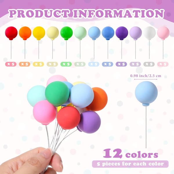 60 stk. mini ballon kage farverig regnbue til bryllupsfest