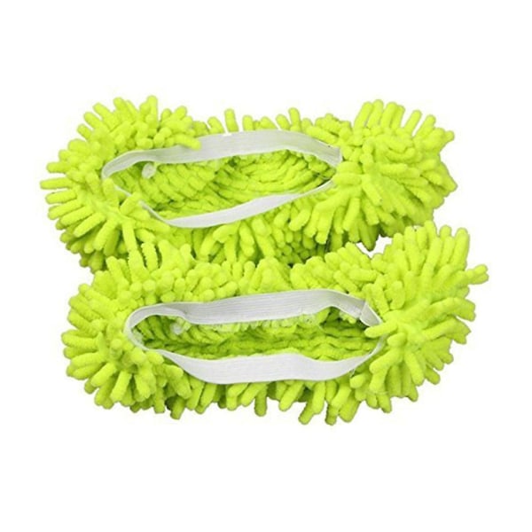 Gulvmopp-tøfler Støvmopp-tøfler Støvmopp-tøffelhette Gulvrengjøringsverktøy Mykt Chenille Skodeksel Green