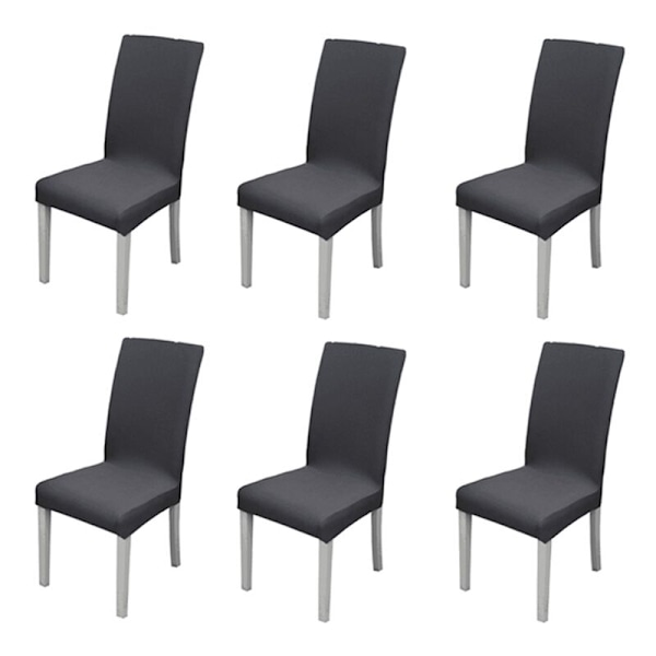6-pack superelastic, removable and washable dining chair covers (grey)
