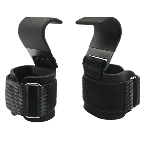 Lyftremmar Power Marklyft Vikt Gymhandskar Tunga Lyft Handledsremmar Kraftiga Viktkrokar Lyftremmar Pad Grepp Lyftdrag 2PCS Black