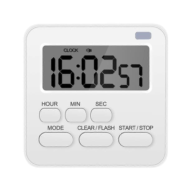 Kitchen Clock, Egg Timer with Clock, Digital Timer Stopwatch with LCD Loud Alarm for Cooking, Baking, Sports, Learning, etc.