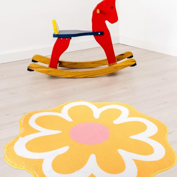 Blomstertæppe Filt Dekorativ Gulvmåtte 60 * 60cm Polyester Blomsterdesign Blød og Behagelig