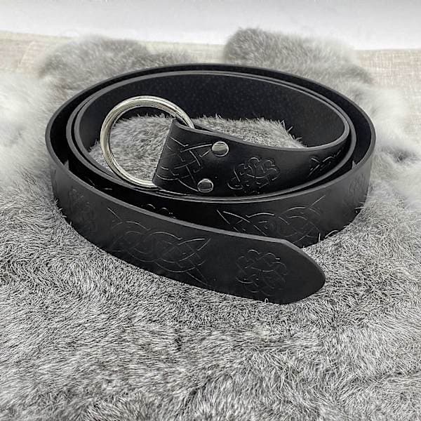 Medeltida vikingabälte för män, präglat läder, renässansriddarbälte med O-ring, retro riddarbälte