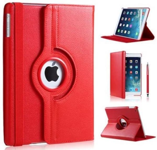 Rødt kunstlæder bogomslag til Apple iPad Air, iPad 5 9.7 (2017), iPad 6 9.7 (2018)