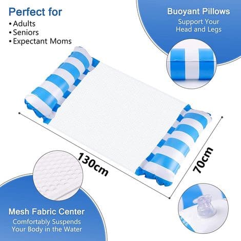 Floating Hammock for Pool 130 cm. 4-in-1 Seat. Lounger. Hammock. Inflatable Float. Reclining Beach Mat.