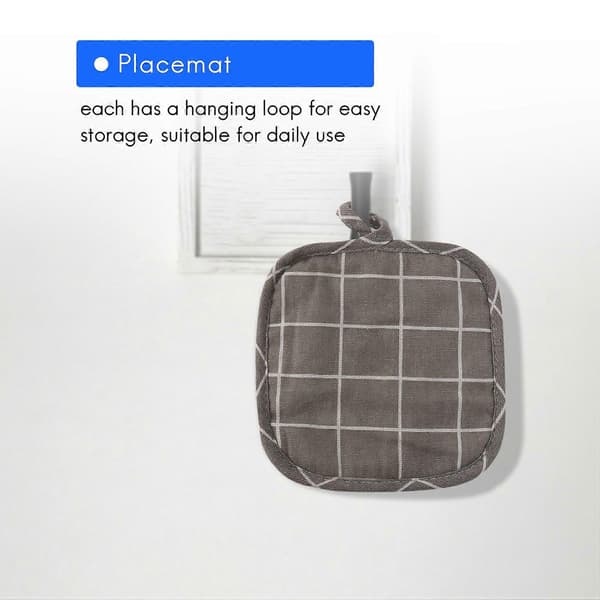 6 Pieces Cotton Pot Holders Machine Washable Heat Resistant Square Pot Holders with Hanging Loop