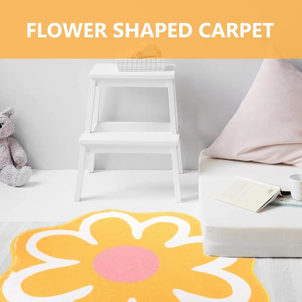 Blomstertæppe Filt Dekorativ Gulvmåtte 60 * 60cm Polyester Blomsterdesign Blød og Behagelig