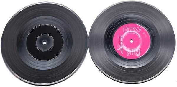 6 stk sorte CD-pladeunderlag Retro pladeunderlag, kaffeunderlag, skridsikre isoleringspuder